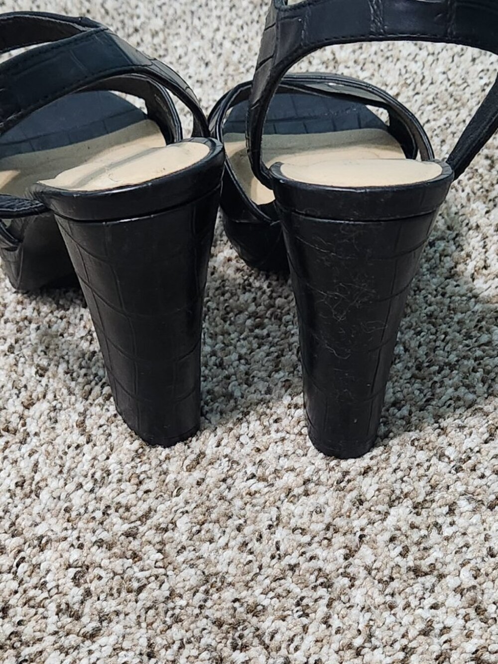 Chinese Laundry Black Croc Platform Heel Sandals Ankle Strap Sz 8.5 - Picture 9 of 15